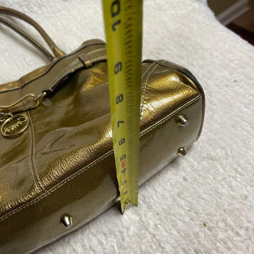 Coach patent leather Metallic Gold Shoulder Bag F15457 with gold tone accents